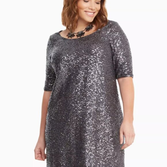 Torrid Sequin Shift Dress Gunmetal 3x 22 24 - Picture 3 of 7